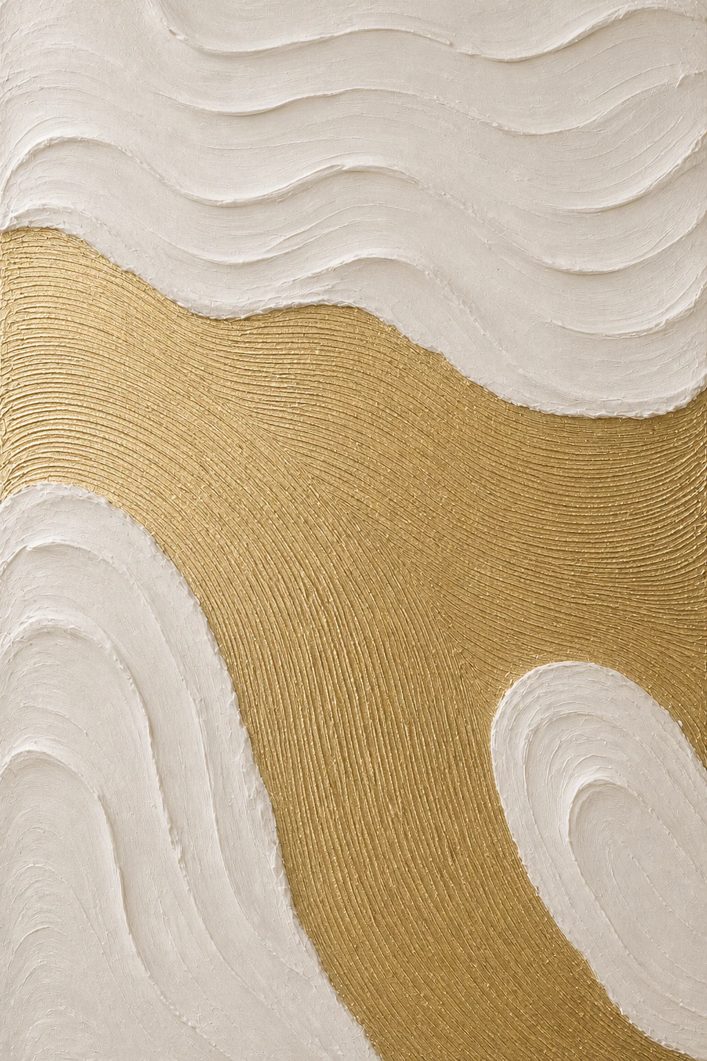 Golden Current, бело-золотая рельефная картина
